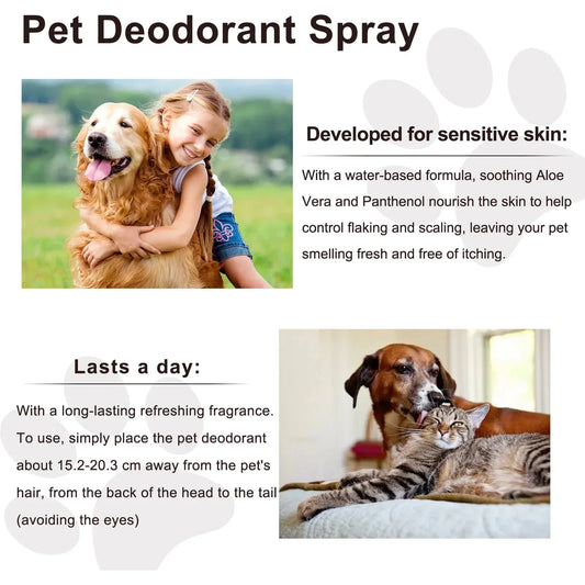 Spray desodorizante para mascotas 50 ml Perfume para perros Aceite de lavanda Spray desodorizante Antipicazón Fragante Cuidado de belleza para mascotas Gato y perro