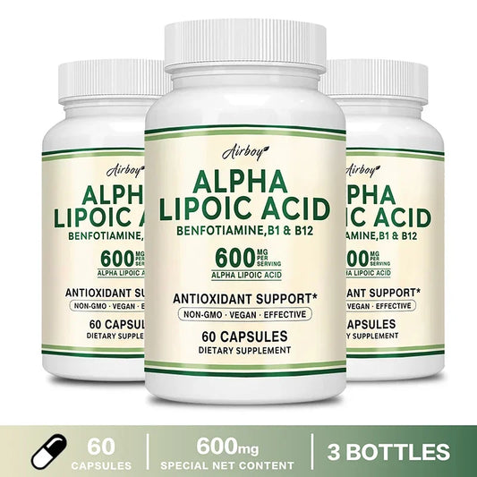 Cápsulas de ácido alfa lipoico: promueven la salud del sistema nervioso, la circulación sanguínea, el apoyo cardiovascular y la salud cerebral.
