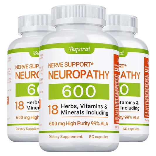 Suplemento de apoyo para la neuropatía 600 mg - Antioxidante, promueve la salud nerviosa, la energía celular, el metabolismo y el antienvejecimiento, sin OMG