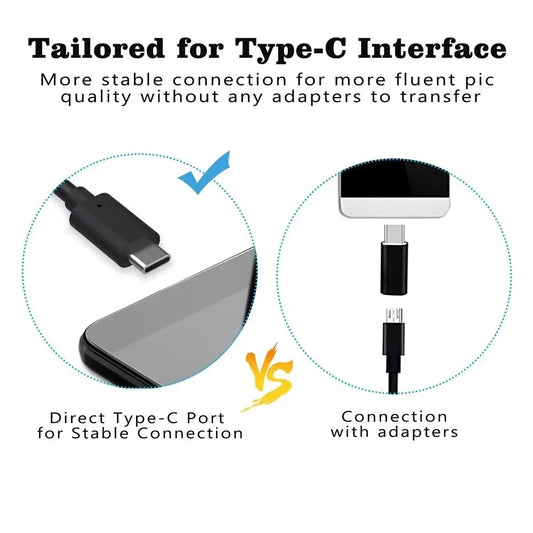 Endoscopio de 5,5/7,0 mm con puerto USB-C, resistente al agua IP67, con 6 LED ajustables, flexible, compatible con teléfonos y PC.