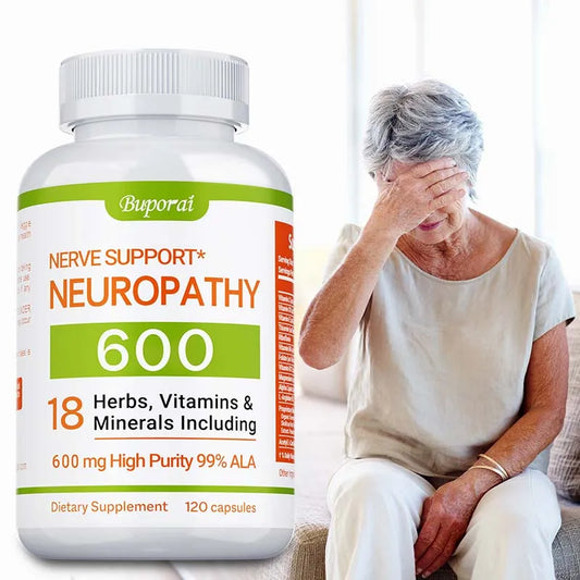 Suplemento de apoyo para la neuropatía 600 mg - Antioxidante, promueve la salud nerviosa, la energía celular, el metabolismo y el antienvejecimiento, sin OMG