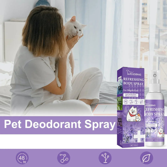 Spray desodorizante para mascotas 50 ml Perfume para perros Aceite de lavanda Spray desodorizante Antipicazón Fragante Cuidado de belleza para mascotas Gato y perro