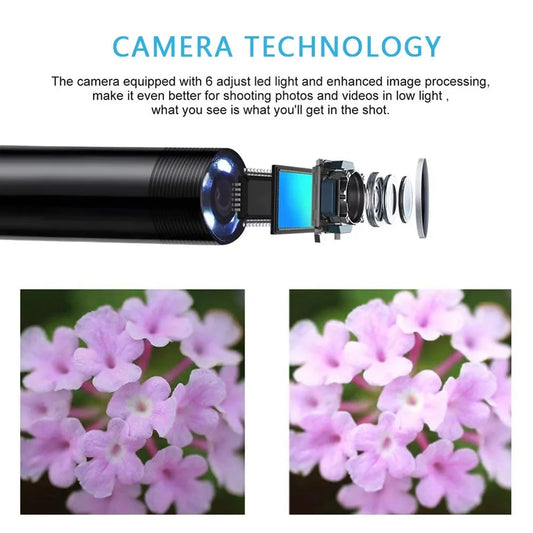 Endoscopio de 5,5/7,0 mm con puerto USB-C, resistente al agua IP67, con 6 LED ajustables, flexible, compatible con teléfonos y PC.
